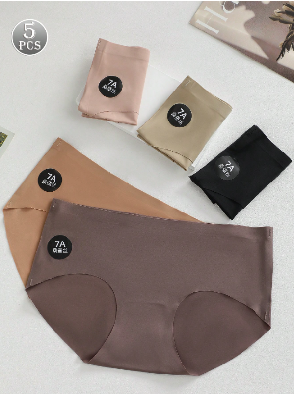 5Pcs Seamless Panties Ice Silk Panties For Women