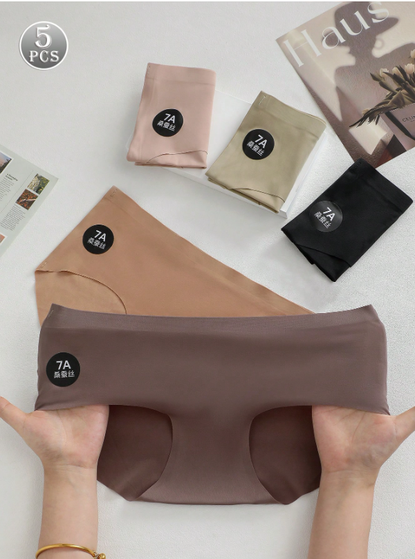 5Pcs Seamless Panties Ice Silk Panties For Women
